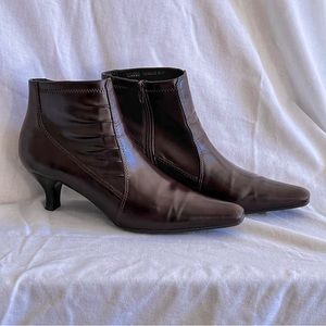 Dark Brown Leather Franco Sarto Heeled Booties - Size 8.5